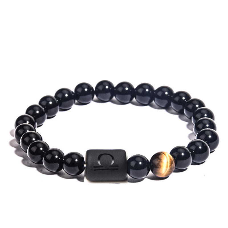 "Harmonizing Energies: The Black Obsidian Zodiac Bracelet"