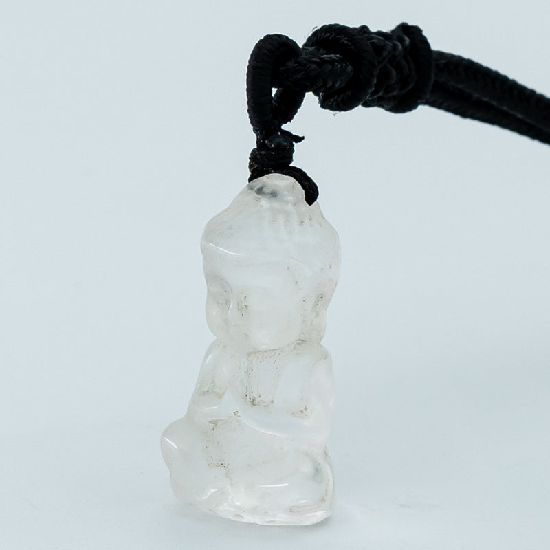 "Embracing Wisdom and Tranquility: The White Crystal Buddha Pendant"