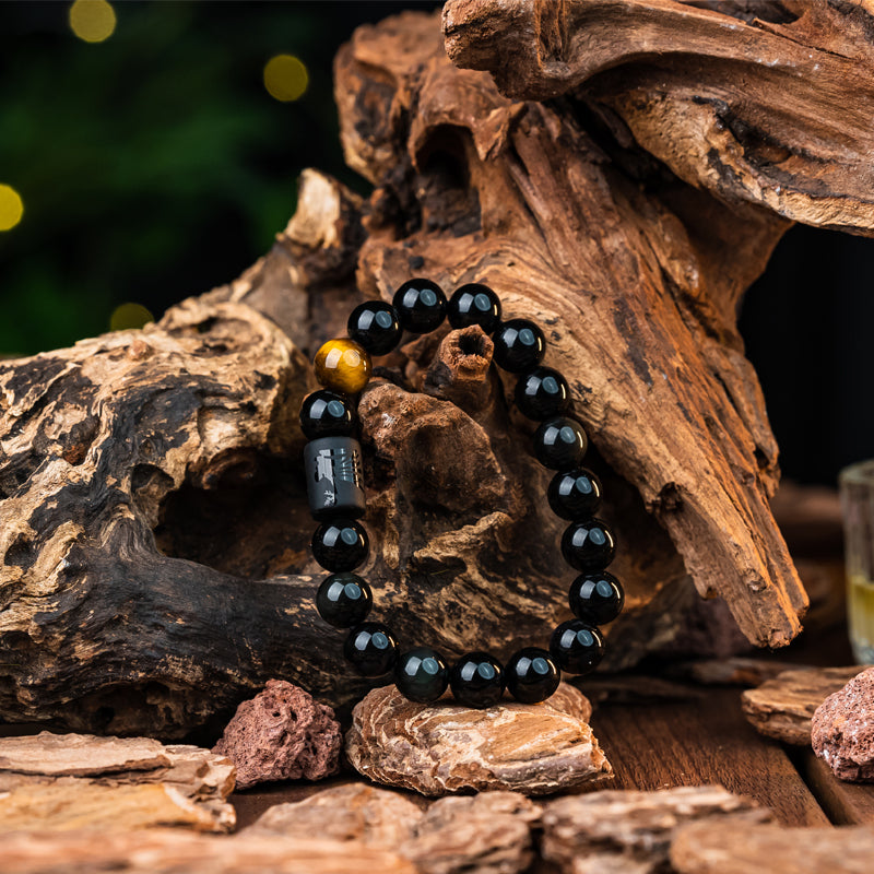 "Harmonizing Energies: The Black Obsidian Zodiac Bracelet"