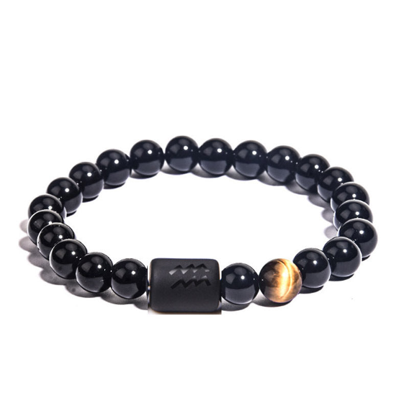 "Harmonizing Energies: The Black Obsidian Zodiac Bracelet"