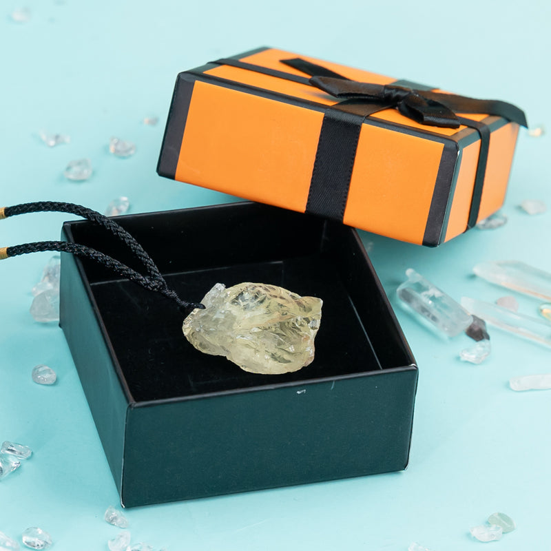 "Radiant Sunlight: Natural Yellow Crystal Pendant"