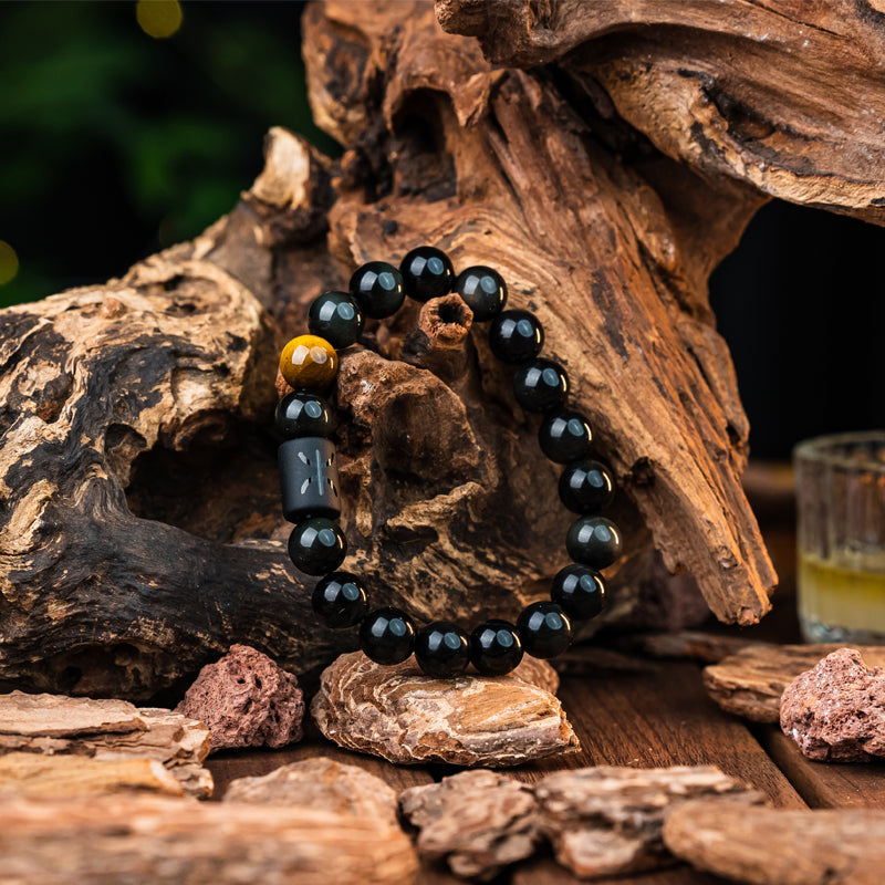 "Harmonizing Energies: The Black Obsidian Zodiac Bracelet"