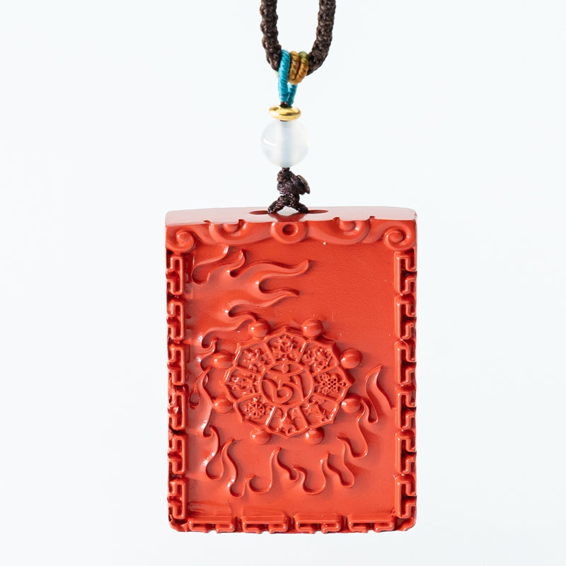 "Artisan's Legacy: The Hand-Carved Cinnabar Dragon Amulet Pendant"