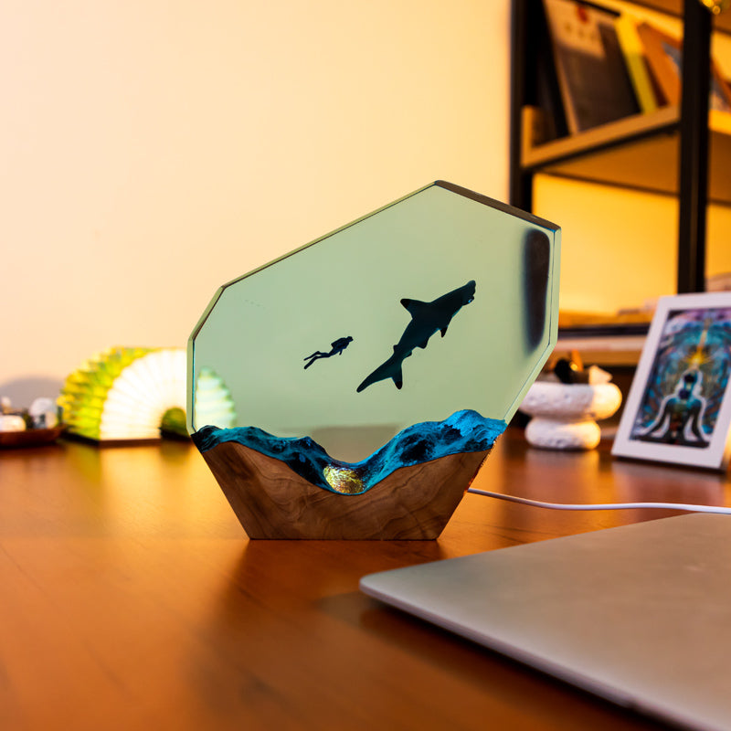 Deep Sea Hammerhead Shark Resin Ambiance Light - The Enigmatic Guardian of the Ocean Depths