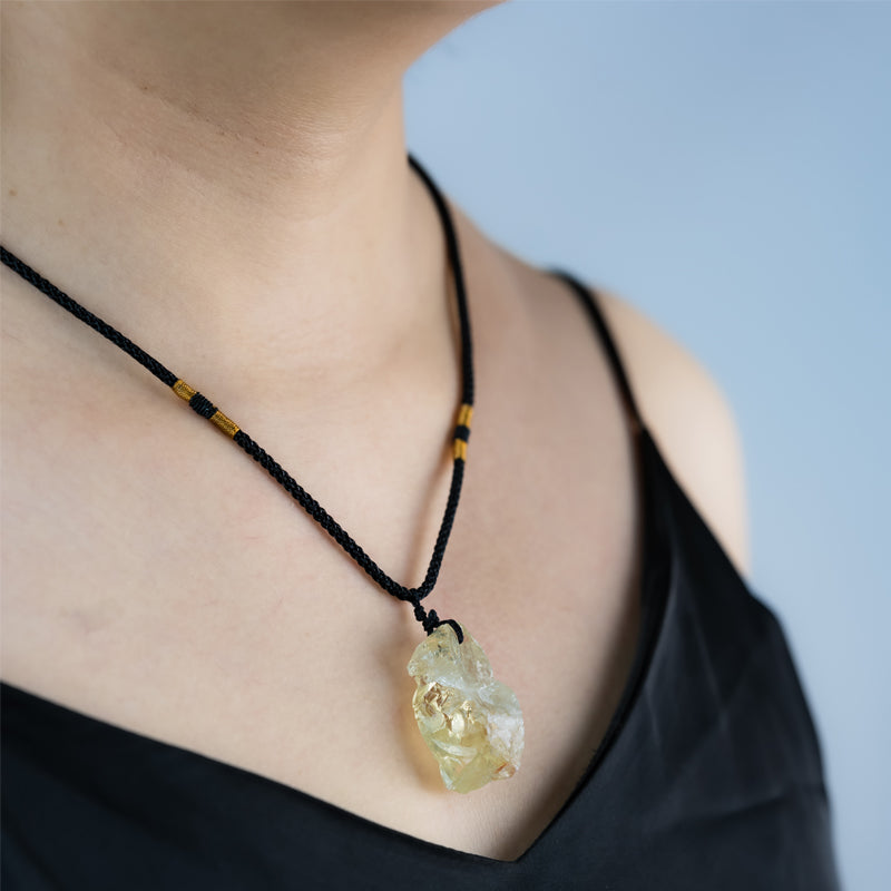 "Radiant Sunlight: Natural Yellow Crystal Pendant"