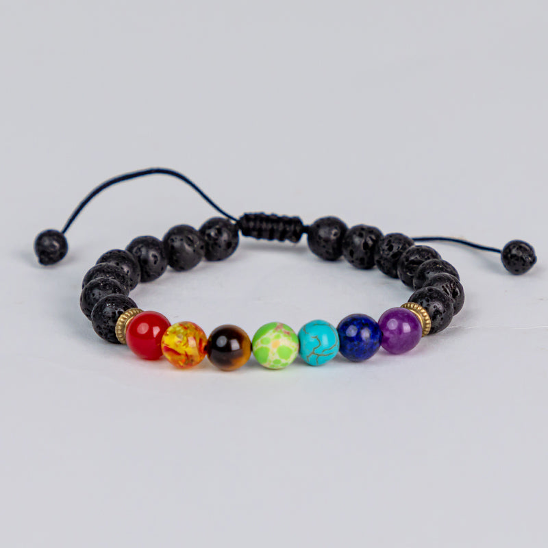 "Lava Stone Chakra Bracelet: Stability and Protection for Balance Seekers"