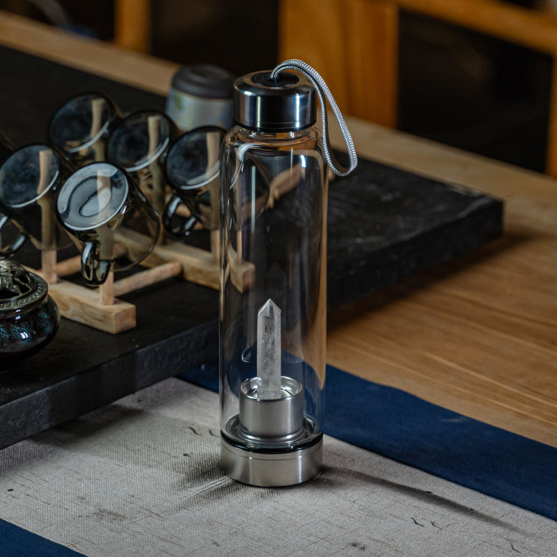 "Crystalline Elegance: Elevate Your Daily Ritual with Clear and Rose Quartz Purification Cups"