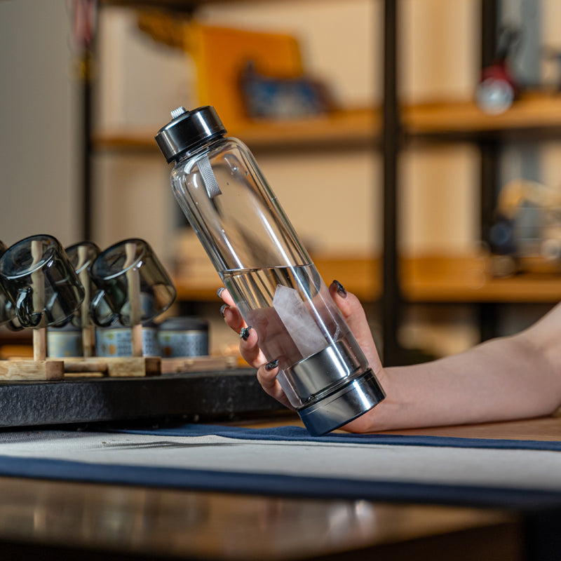 "Crystalline Elegance: Elevate Your Daily Ritual with Clear and Rose Quartz Purification Cups"