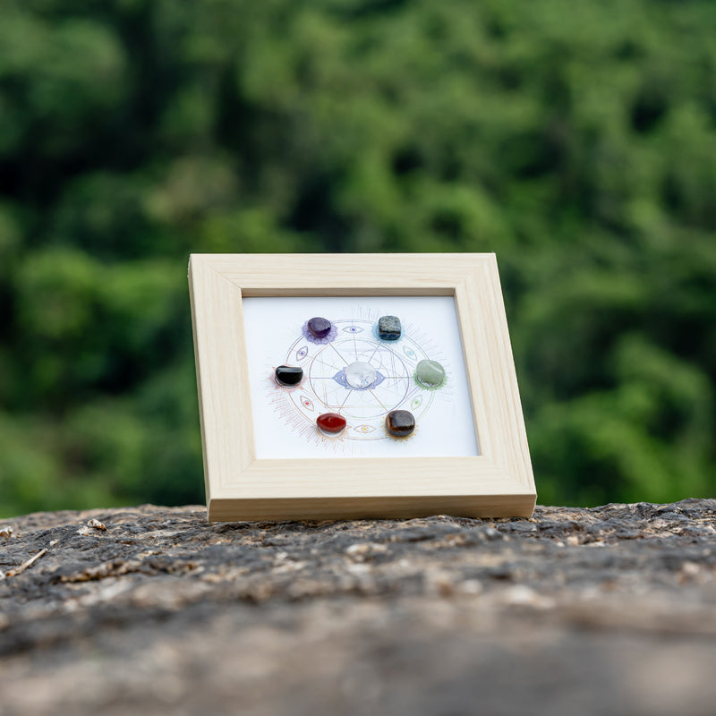 "Unveiling Harmony: The Radiance of Rainbow Stone Chakra Frames"