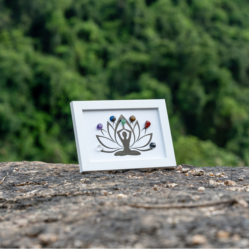 "Inner Peace: Chakra Frame with Yoga Inspiration"