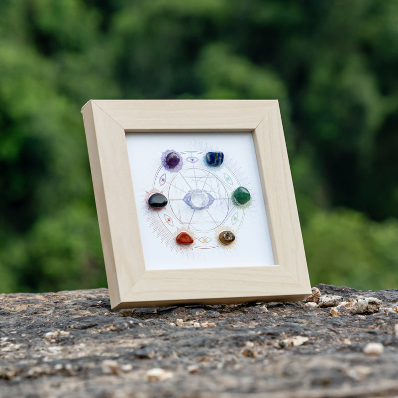 "Unveiling Harmony: The Radiance of Rainbow Stone Chakra Frames"