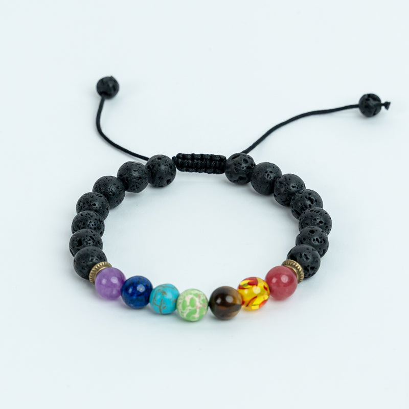 "Lava Stone Chakra Bracelet: Stability and Protection for Balance Seekers"