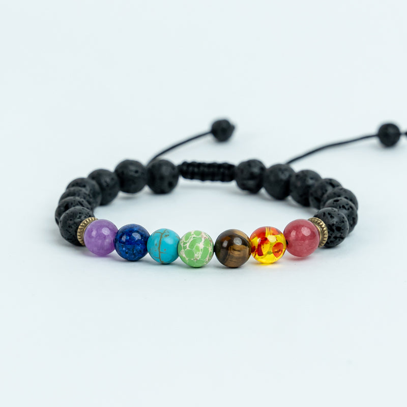 "Lava Stone Chakra Bracelet: Stability and Protection for Balance Seekers"