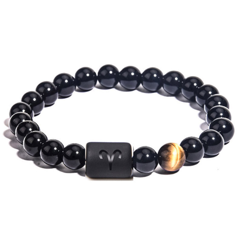 "Harmonizing Energies: The Black Obsidian Zodiac Bracelet"