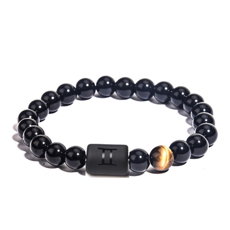 "Harmonizing Energies: The Black Obsidian Zodiac Bracelet"