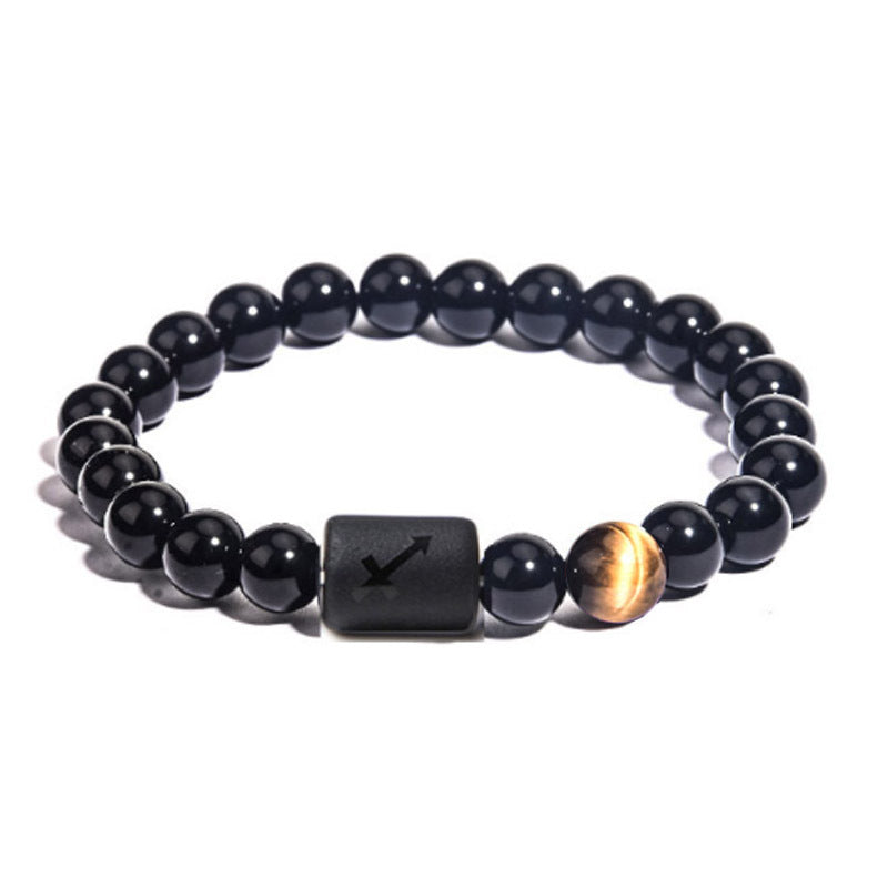 "Harmonizing Energies: The Black Obsidian Zodiac Bracelet"