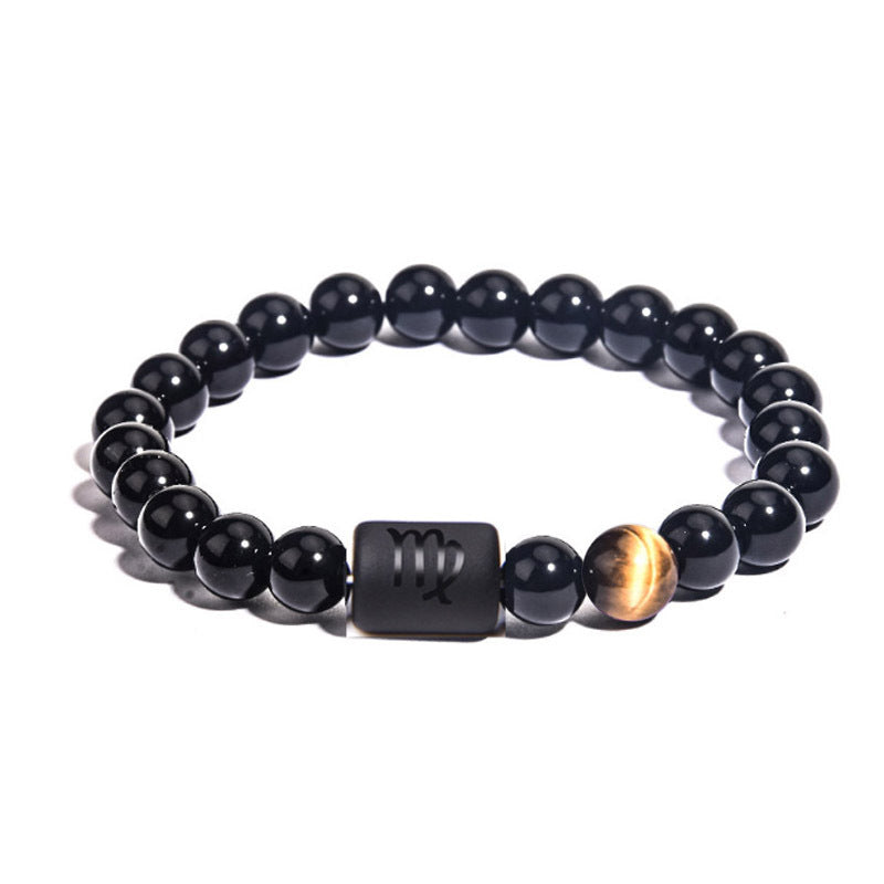 "Harmonizing Energies: The Black Obsidian Zodiac Bracelet"